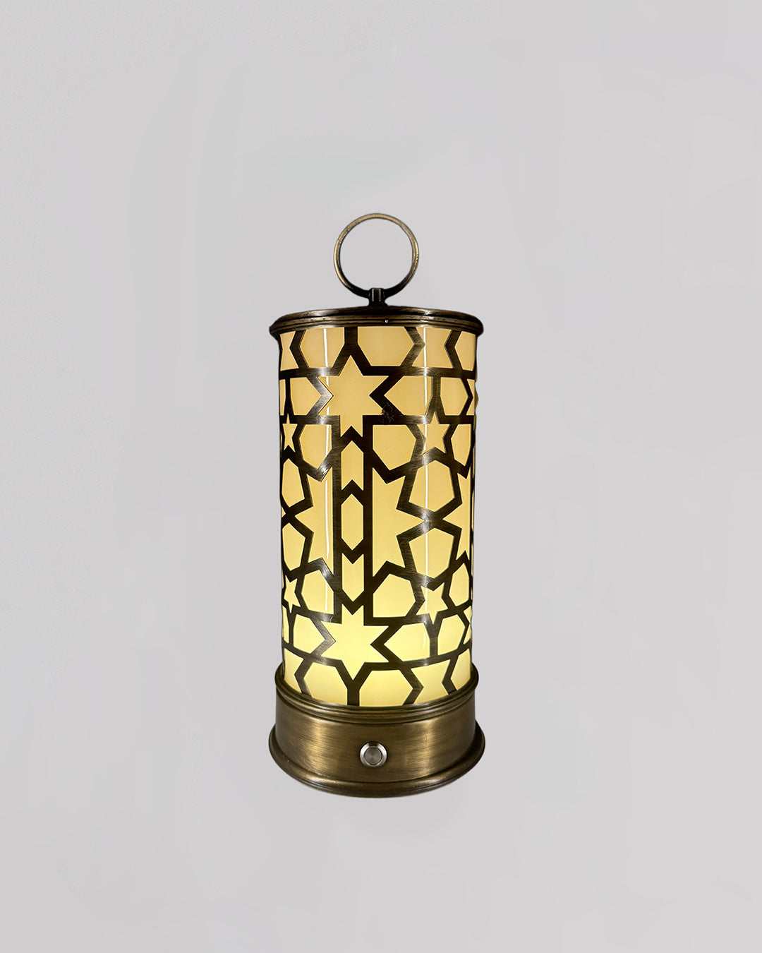Decorative lantern with geometric pattern on a gray background