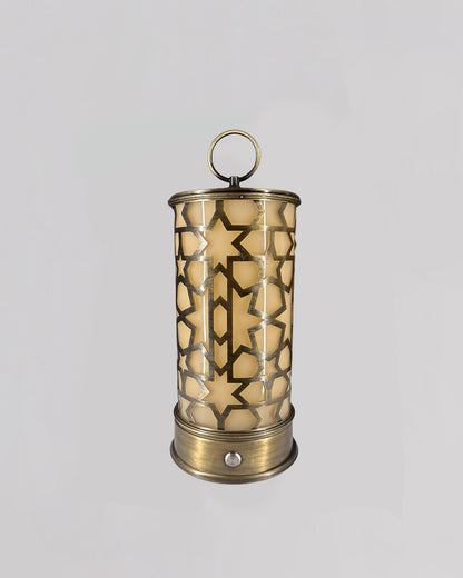 Decorative lantern with geometric pattern on a light gray background