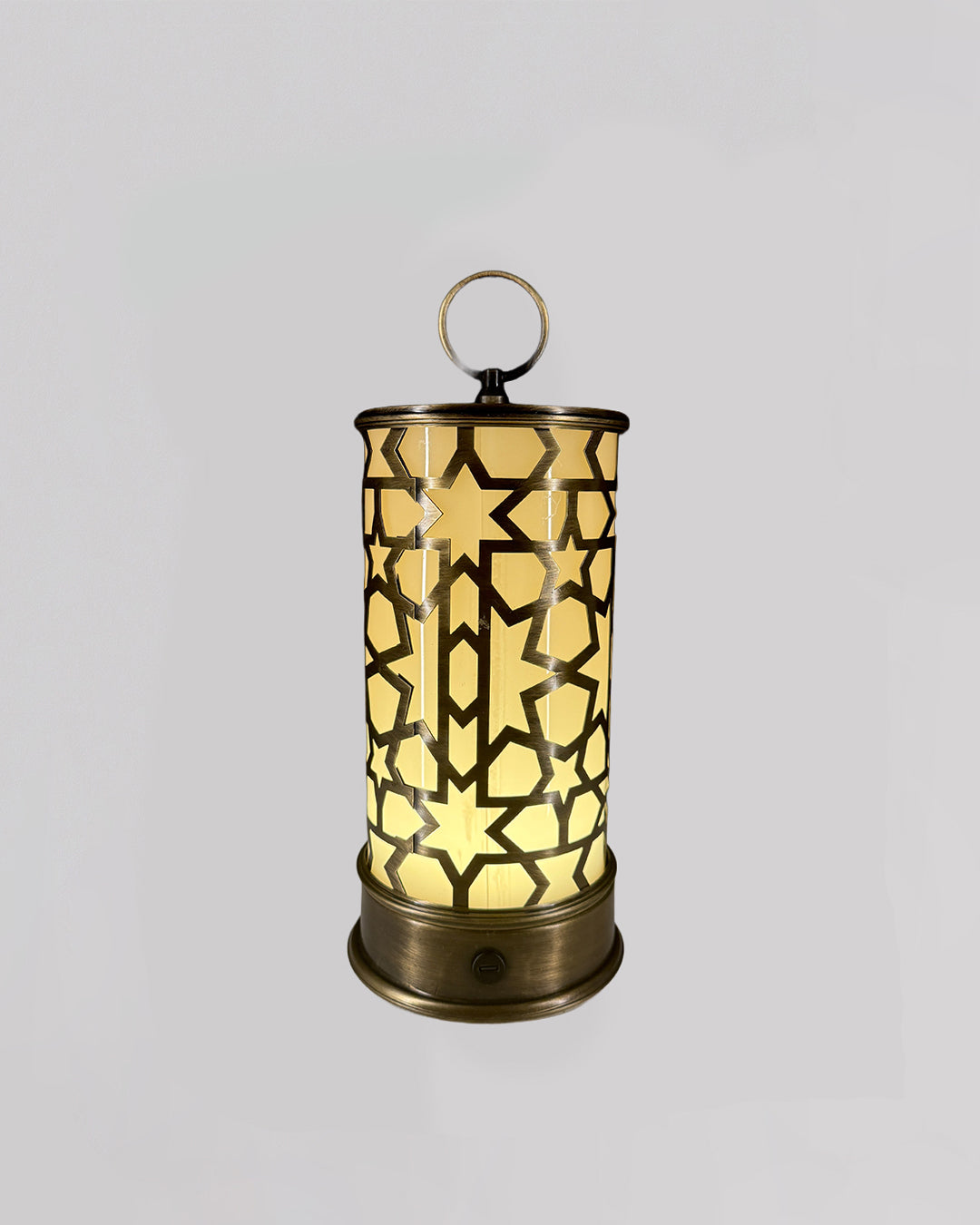 Decorative lantern with geometric pattern on a gray background