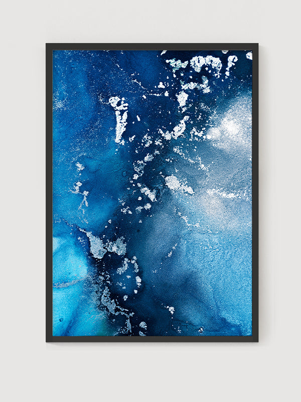 Waves Blu Monochrome Poster